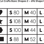 Craft punch shapes set with star shapes, heart shapes, and hexagon cutouts for creative crafting.