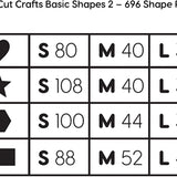 Craft punch shapes set with star shapes, heart shapes, and hexagon cutouts for creative crafting.