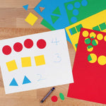 Pre-cut geometric shapes in primary colors—perfect for shapes crafts and basic crafts.