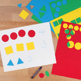 Pre-cut geometric shapes in primary colors—perfect for shapes crafts and basic crafts.