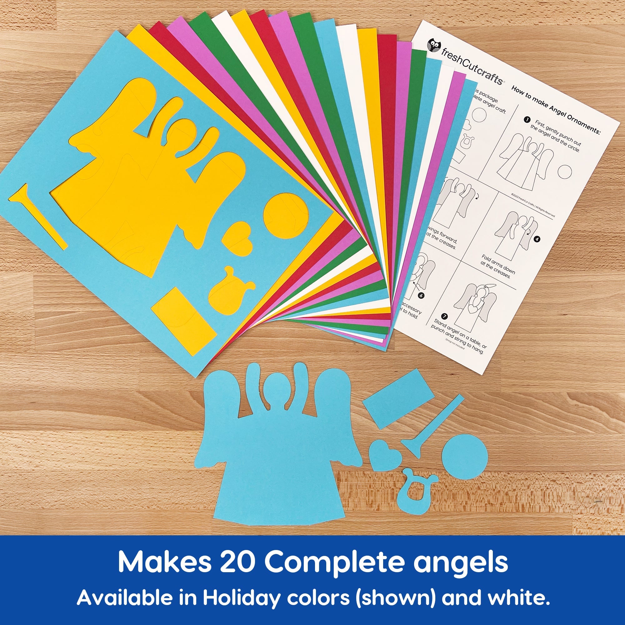 Pre-cut paper ornaments—craft your own angel for a festive holiday touch.