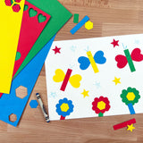 Pre-cut geometric shapes in primary colors—perfect for shapes crafts and basic crafts.
