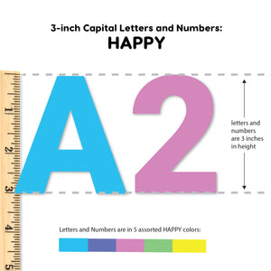 Happy 3 in. Capital Alphabet Letters, Numbers, Punctuation