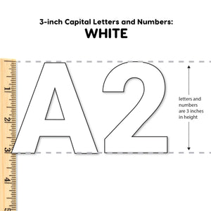 White 3 in. Capital Alphabet Letters, Numbers, Punctuation
