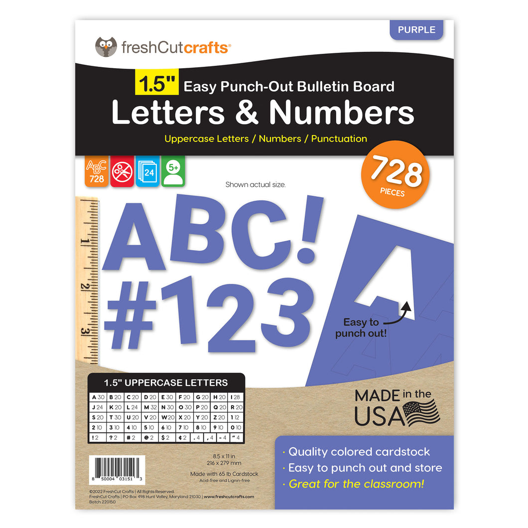 Purple 1.5 in. Capital Alphabet Letters, Numbers, Punctuation