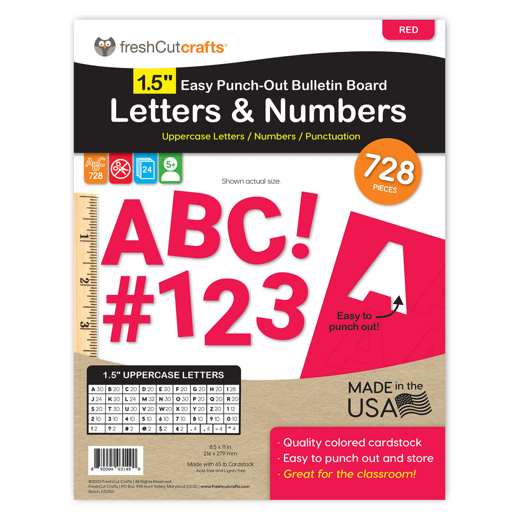 Red 1.5 in. Capital Alphabet Letters, Numbers, Punctuation