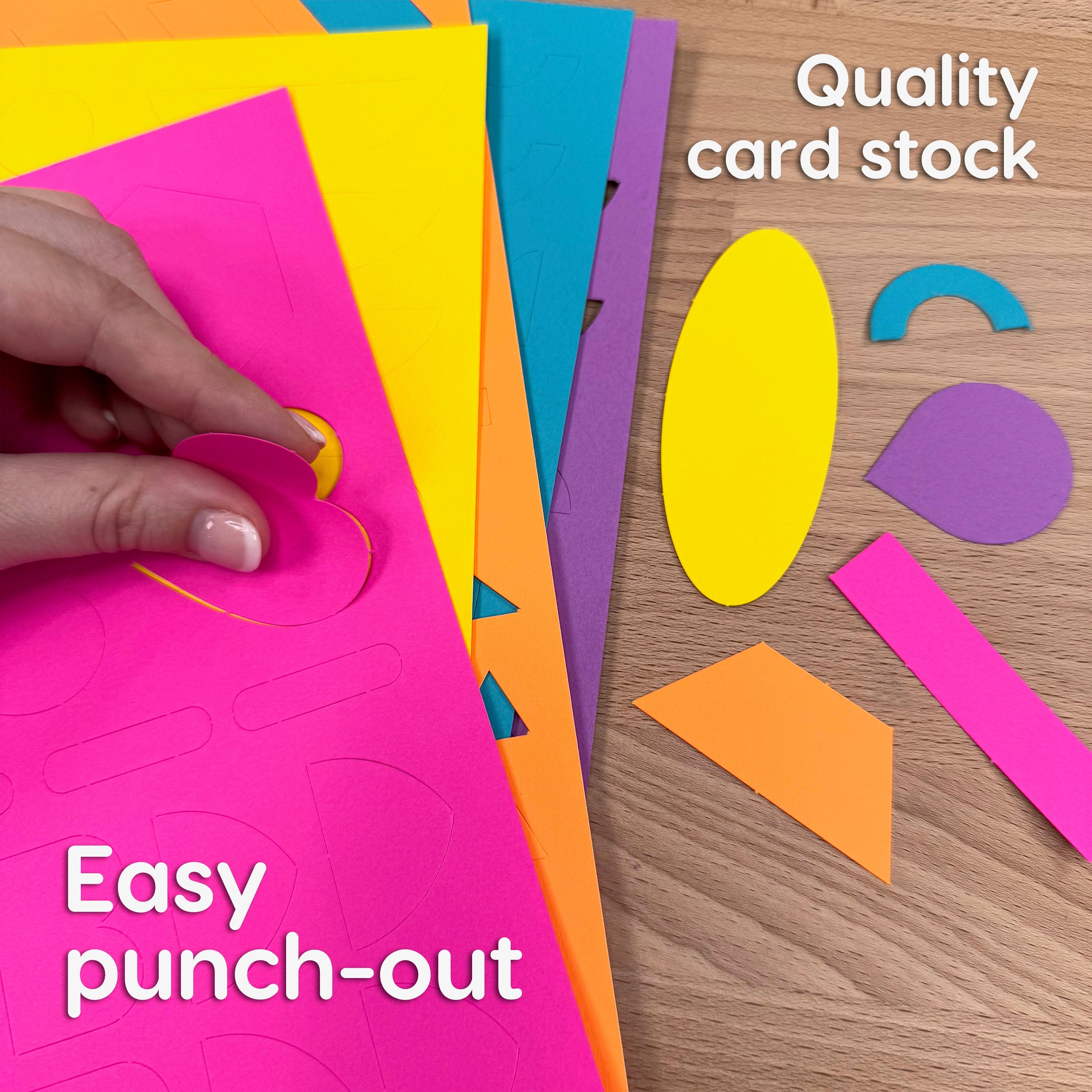 Artistic craft kit with pre-cut shapes—perfect for kids, teachers, and DIY projects.