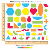 Paper art shapes in bright colors for crafting, decorating, and fun art designs.