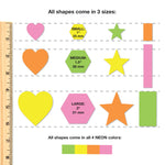 Colored shapes in bright primary colors for craft punch projects and DIY paper crafts.