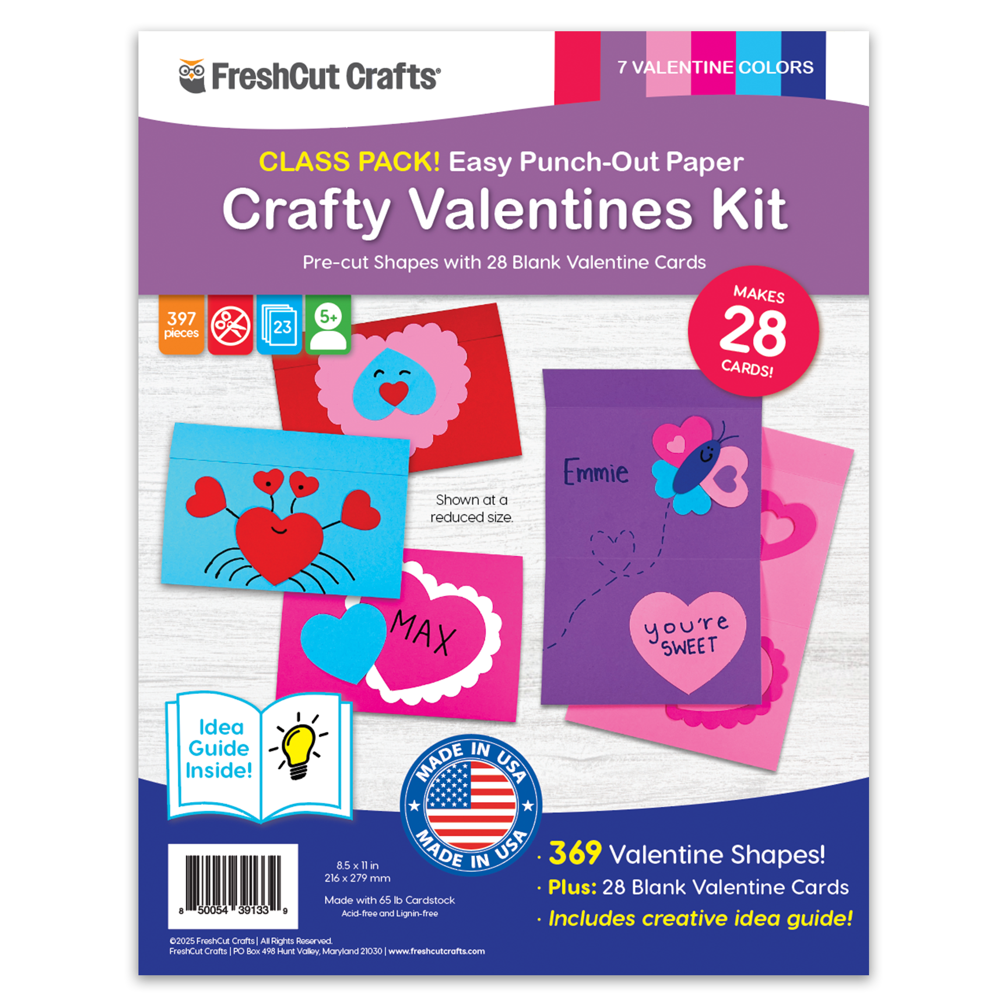 Fun Valentines card-making kit with punch-out shapes and easy DIY Valentine crafts for kids and adults.