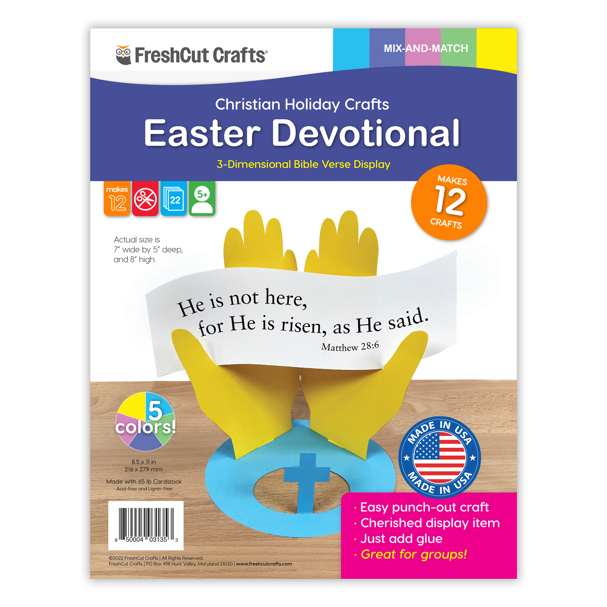 Easter craft kit for kids—create religious crafts and Easter art projects with Bible-themed cutouts.