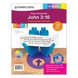 Religious crafts for kids—create Bible verse crafts with the John 3:16 devotional kit, perfect for preschoolers and kindergarten.