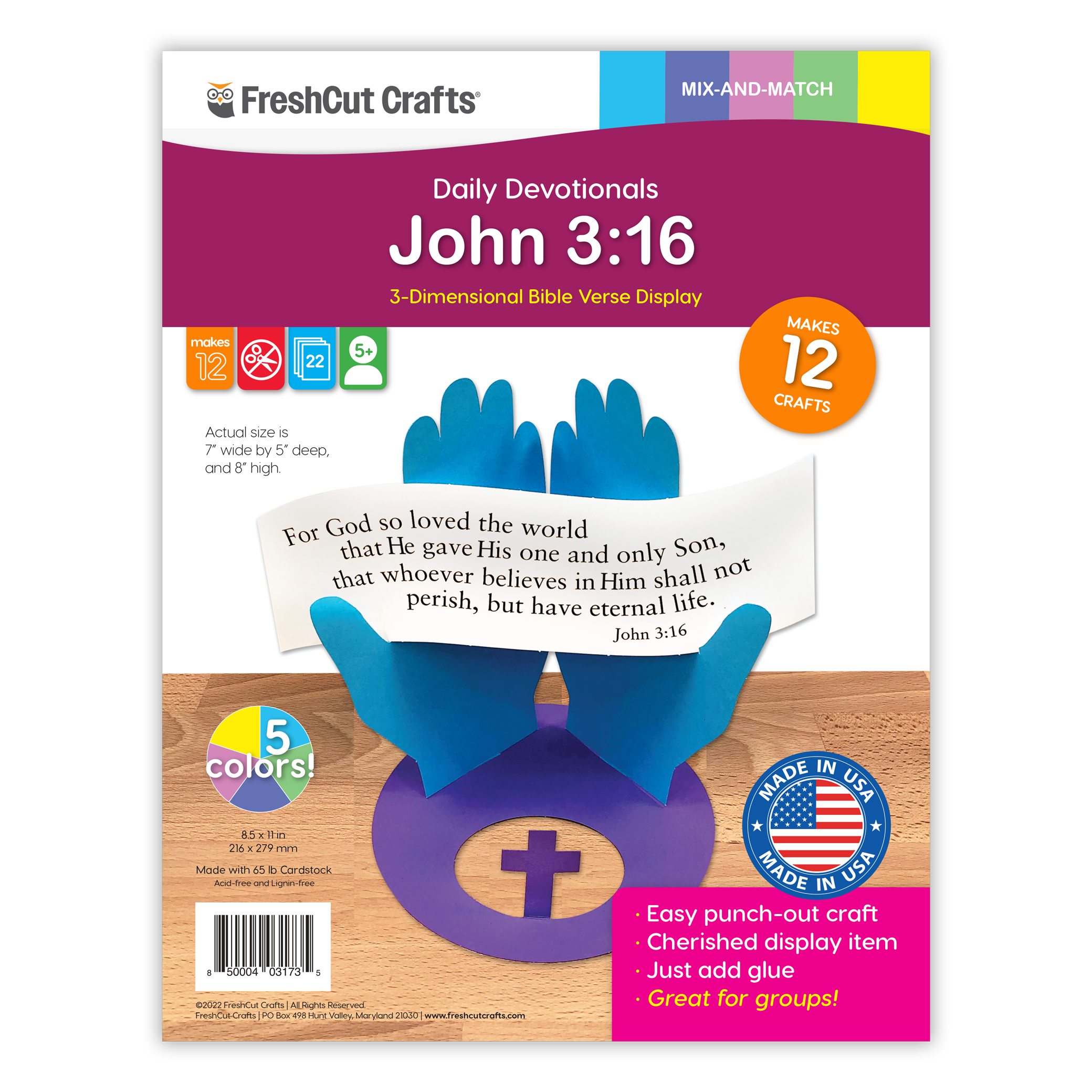 Religious crafts for kids—create Bible verse crafts with the John 3:16 devotional kit, perfect for preschoolers and kindergarten.