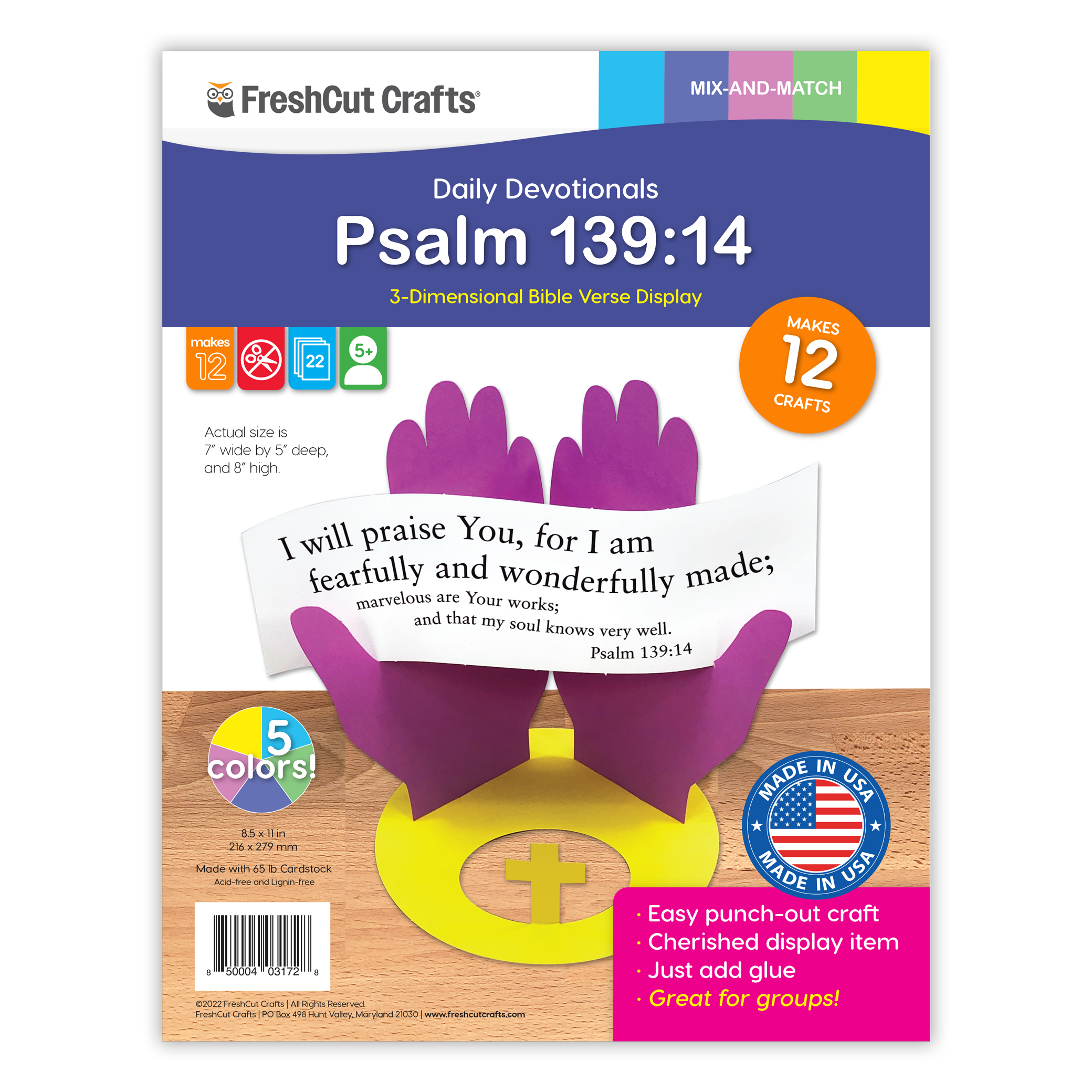 Religious crafts for kids—Psalm 139:14 Bible verse craft kit, perfect for teaching children they are fearfully and wonderfully made.