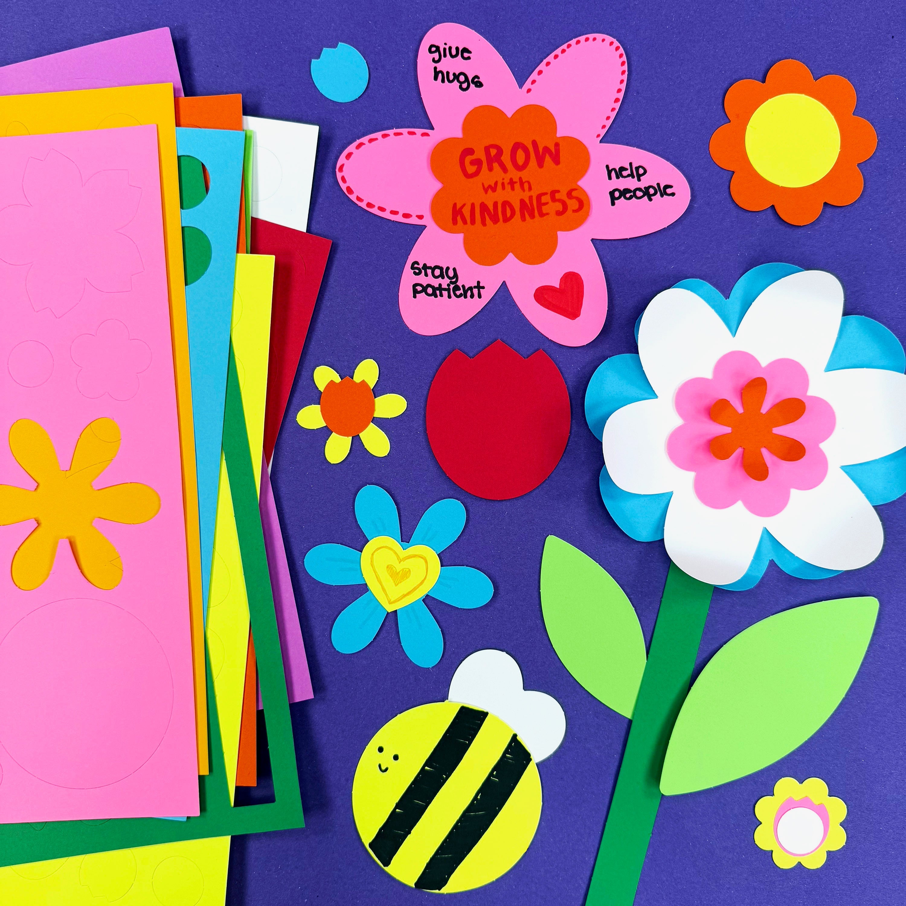Crafts & DIY kit with flower shapes—make your own DIY flower bouquet using paper flowers cutouts.