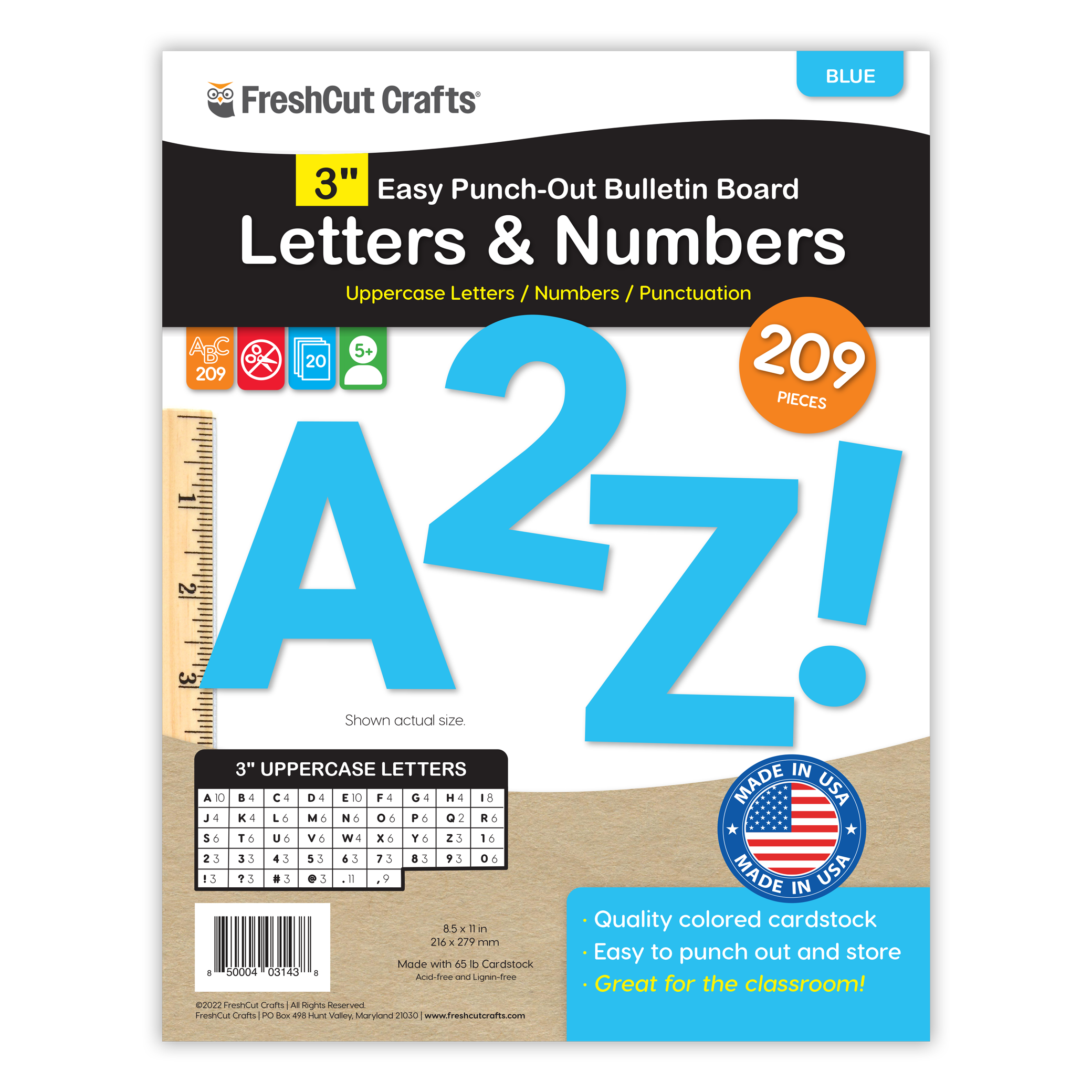 Versatile pre-cut alphabet and numbers set for letter-by-letter learning and creative projects.