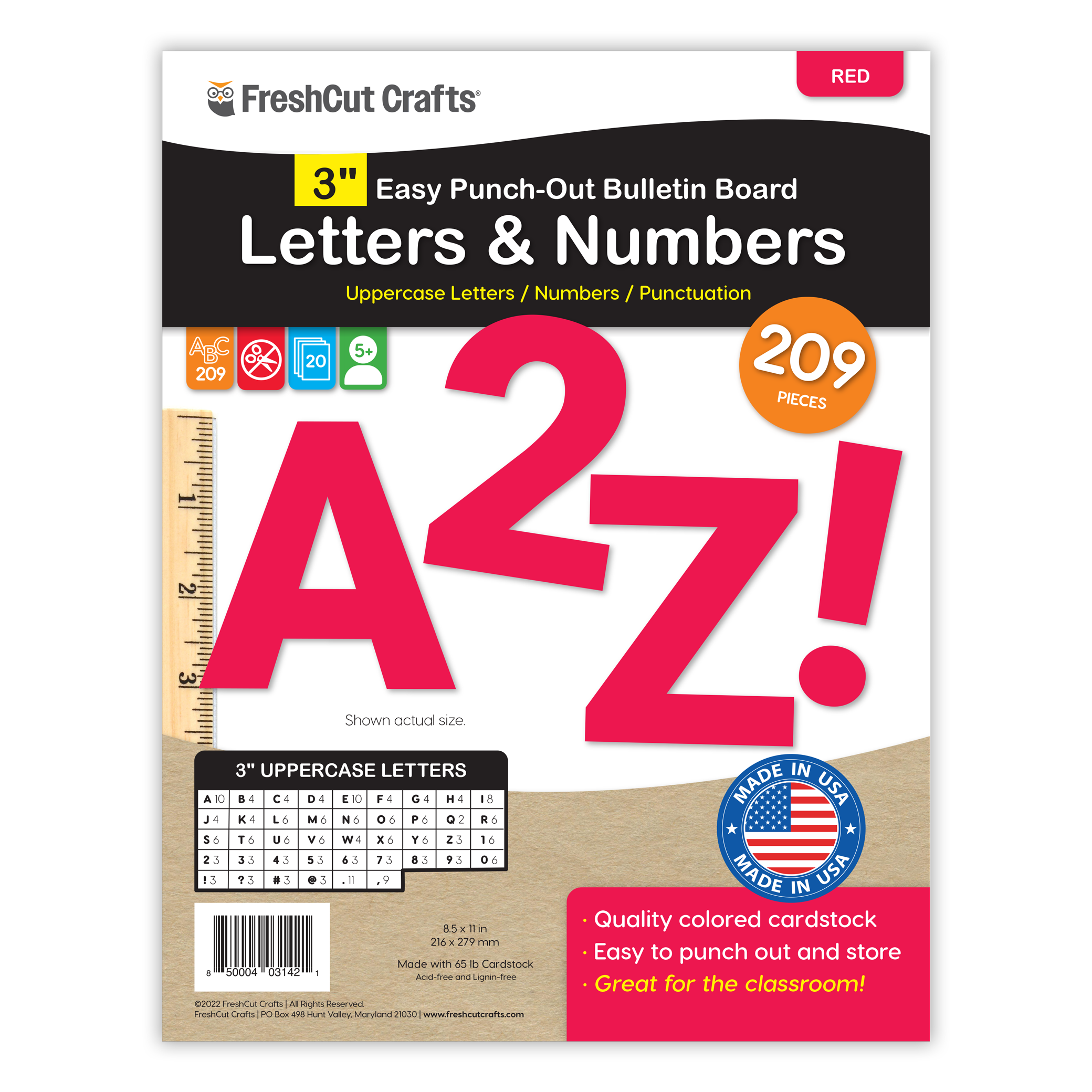 Versatile pre-cut alphabet and numbers set for letter-by-letter learning and creative projects.