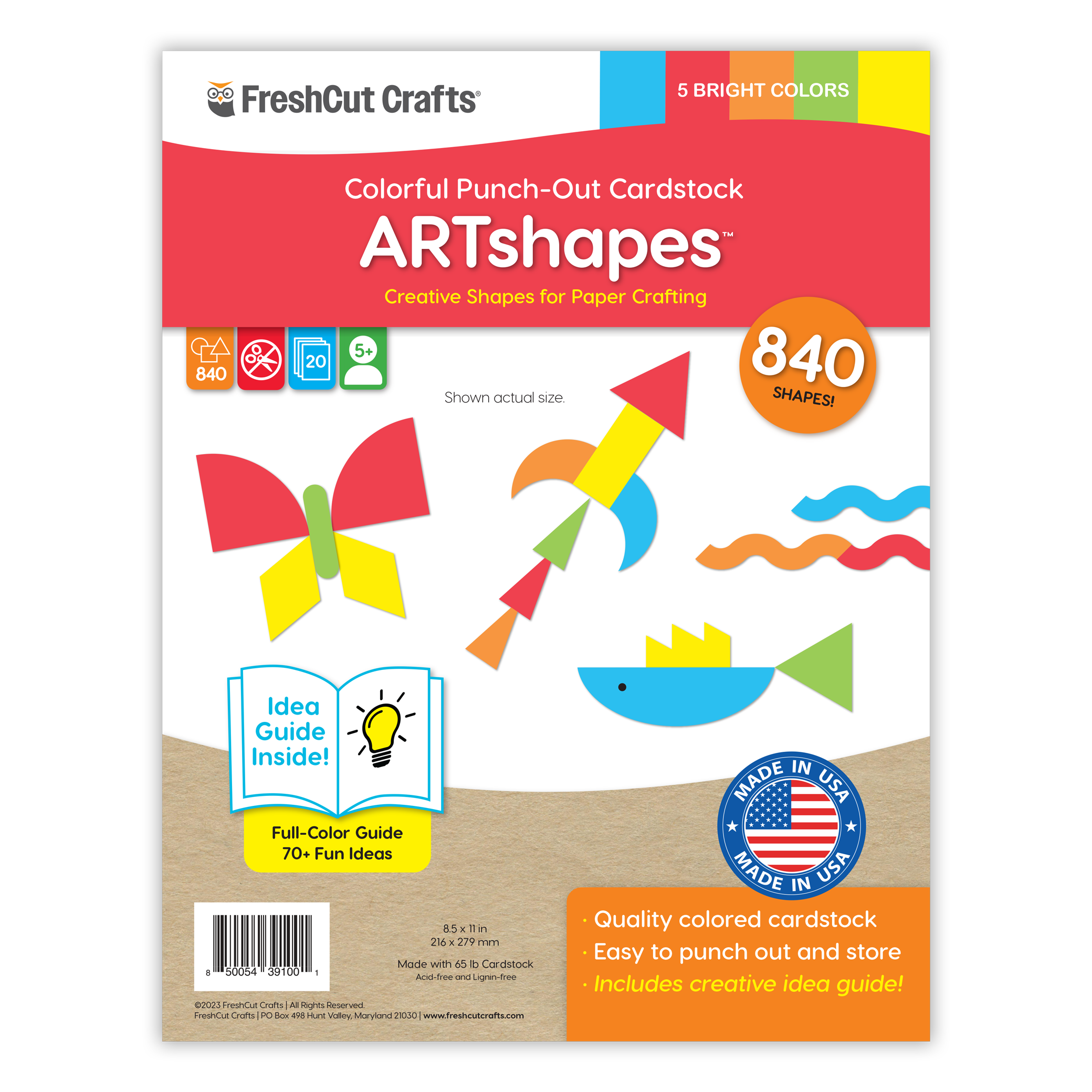Creative craft kit with 840 pre-cut paper shapes for endless DIY paper crafts.