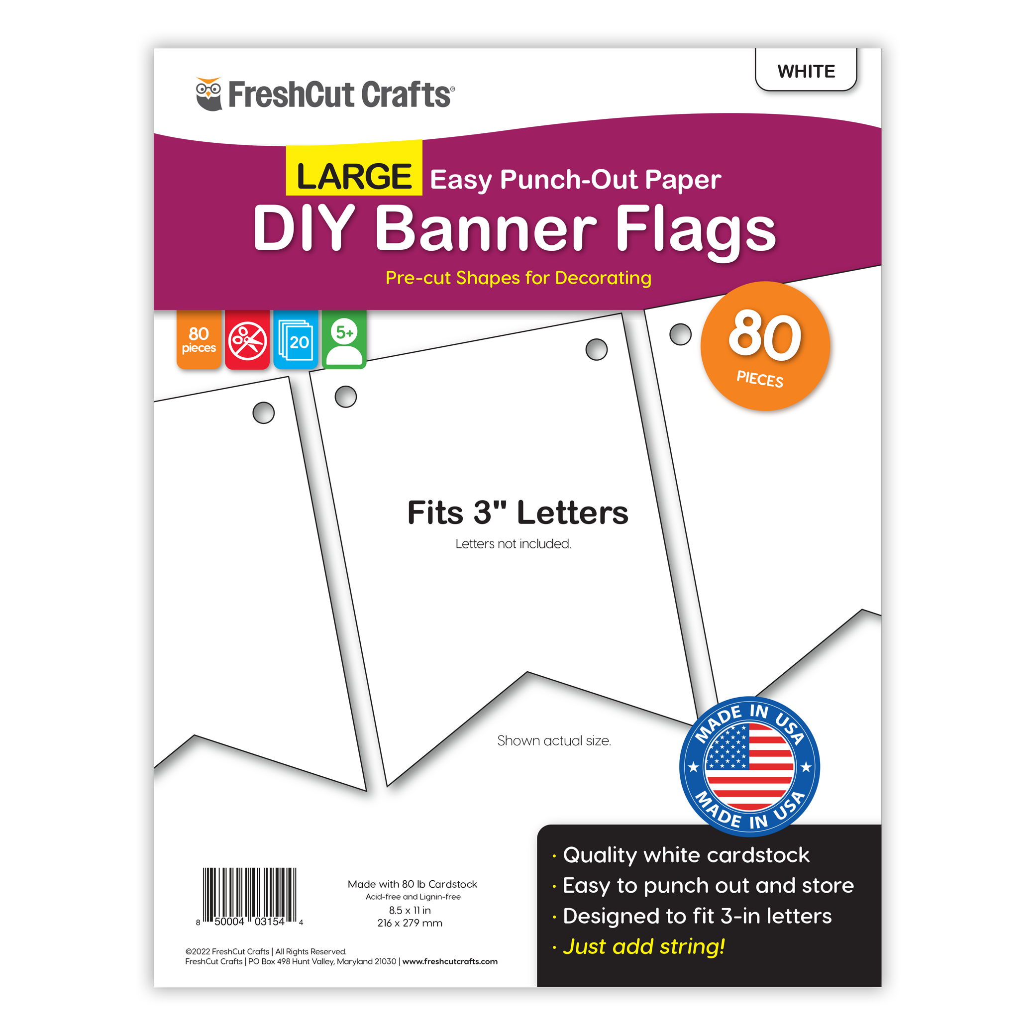 Create personalized birthday decorations with FreshCut's large DIY banner flags—perfect for party crafts and DIY banner projects.