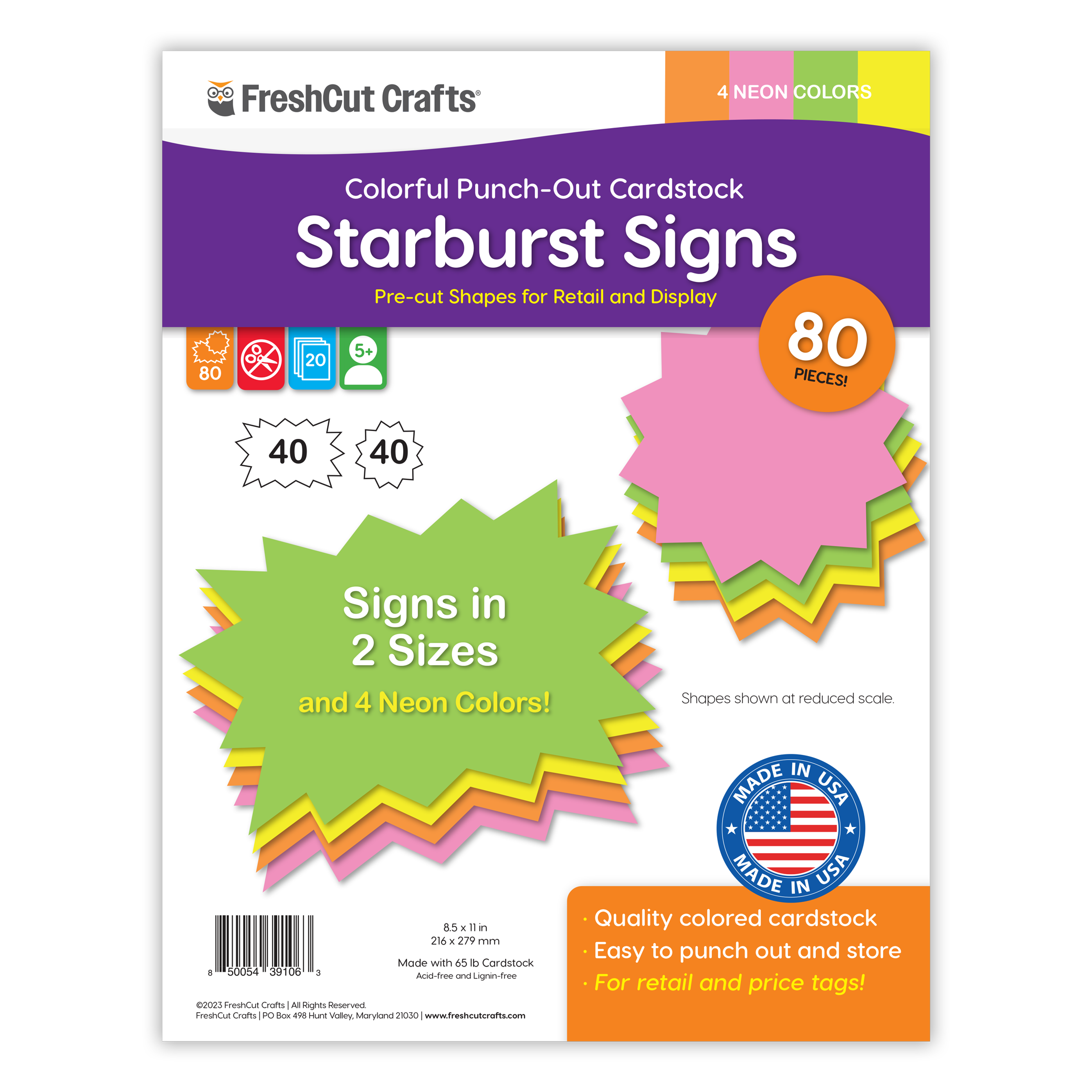 Design your own sale signs with FreshCut's starburst signs—perfect for yard sales, garage sales, and retail signage.