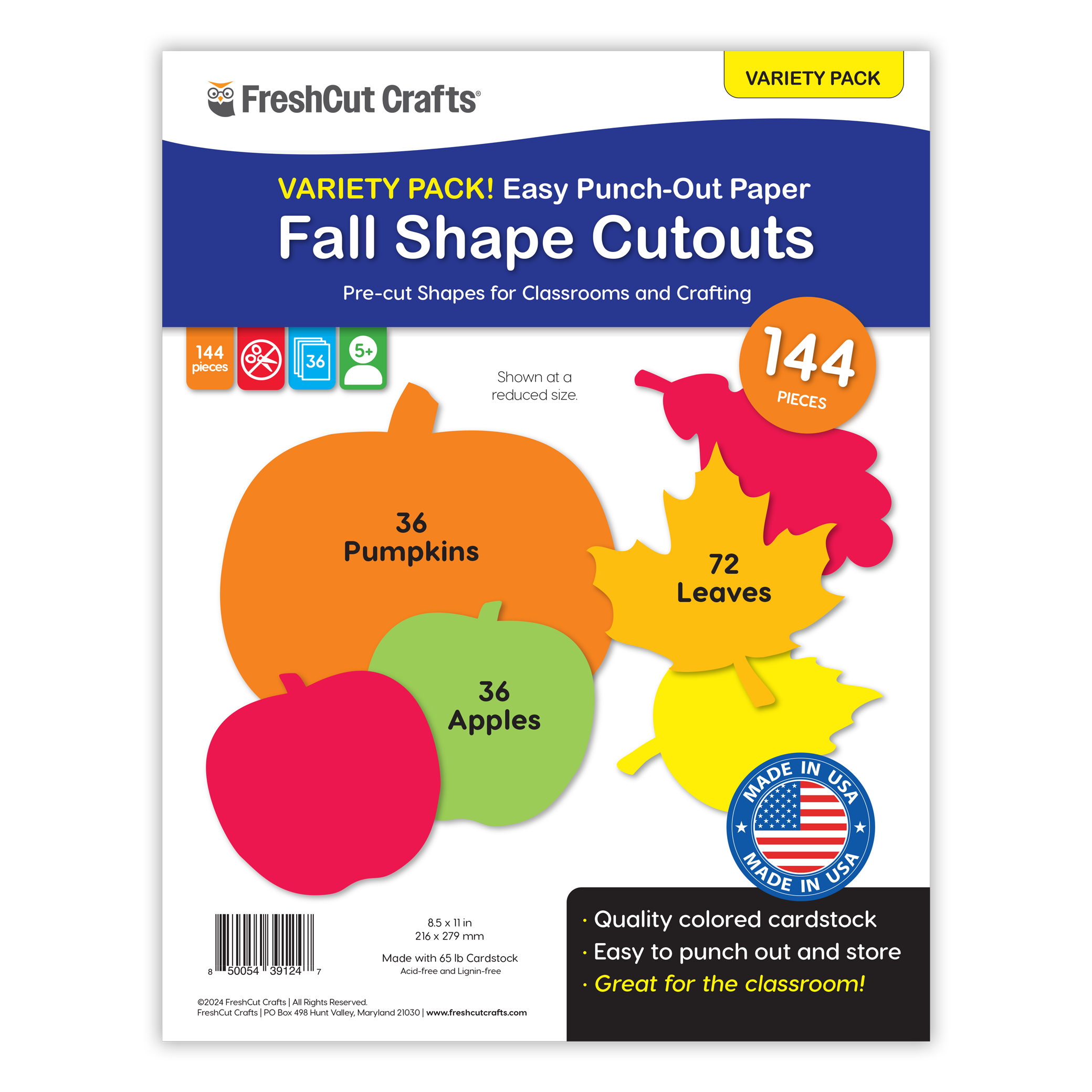 Fall shapes cutouts featuring leaves, pumpkins, and apples—perfect for fall crafts and autumn DIY decor.