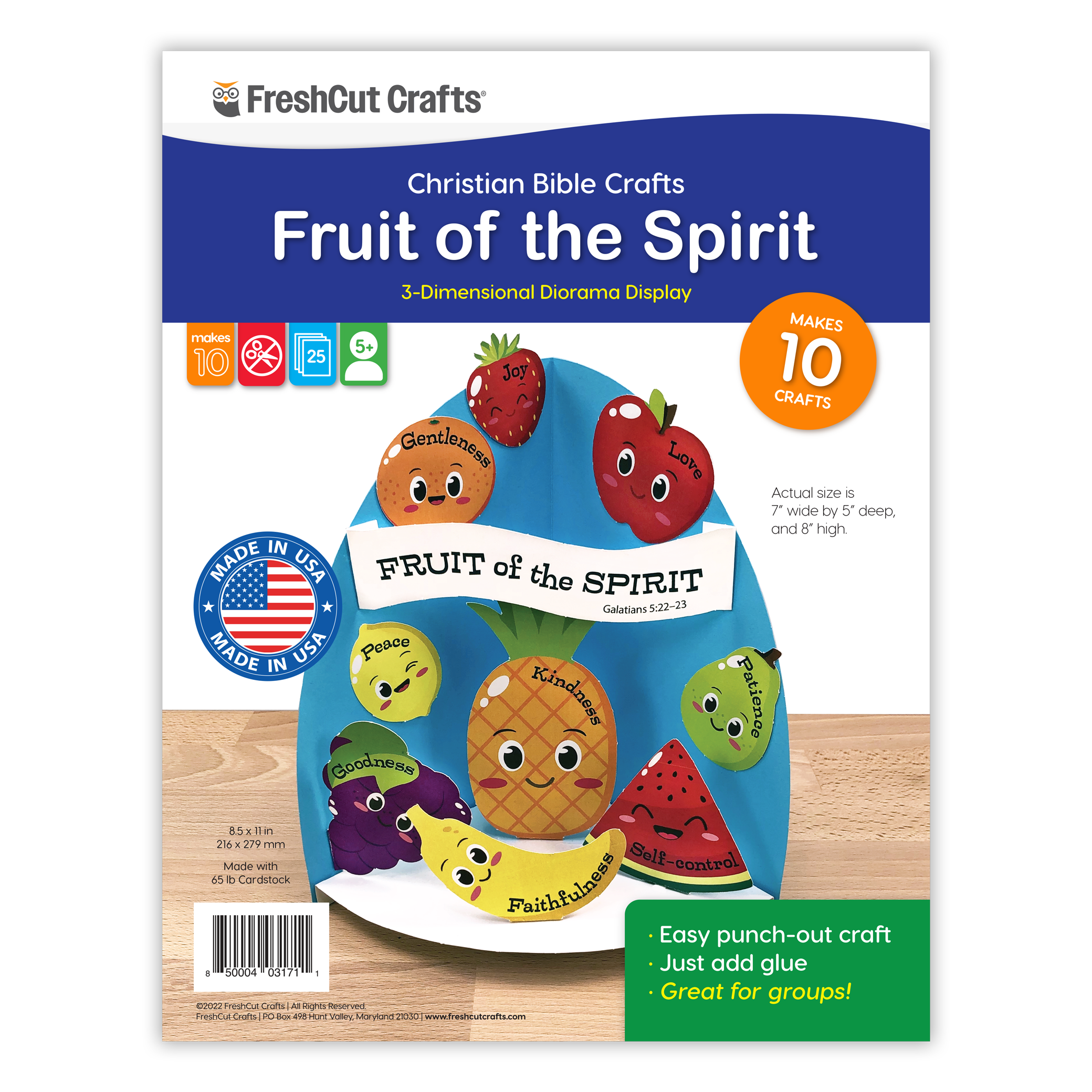 Fruit of the Spirit craft kit—create 3-D Bible crafts for preschoolers with this easy Christian arts and crafts set.