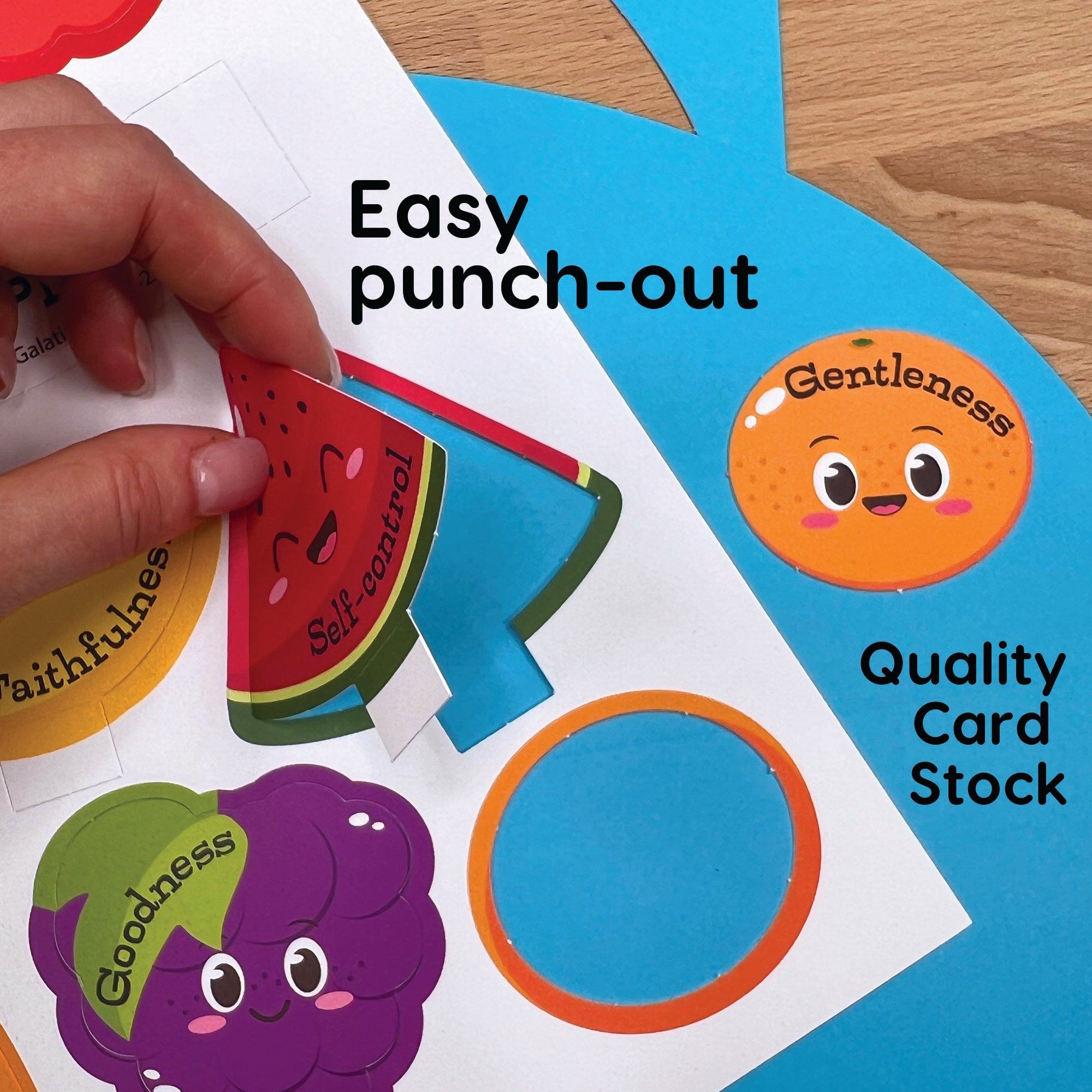 Christian crafts for children—create 3-D Bible story crafts with the Fruit of the Spirit punch-out kit for preschoolers.