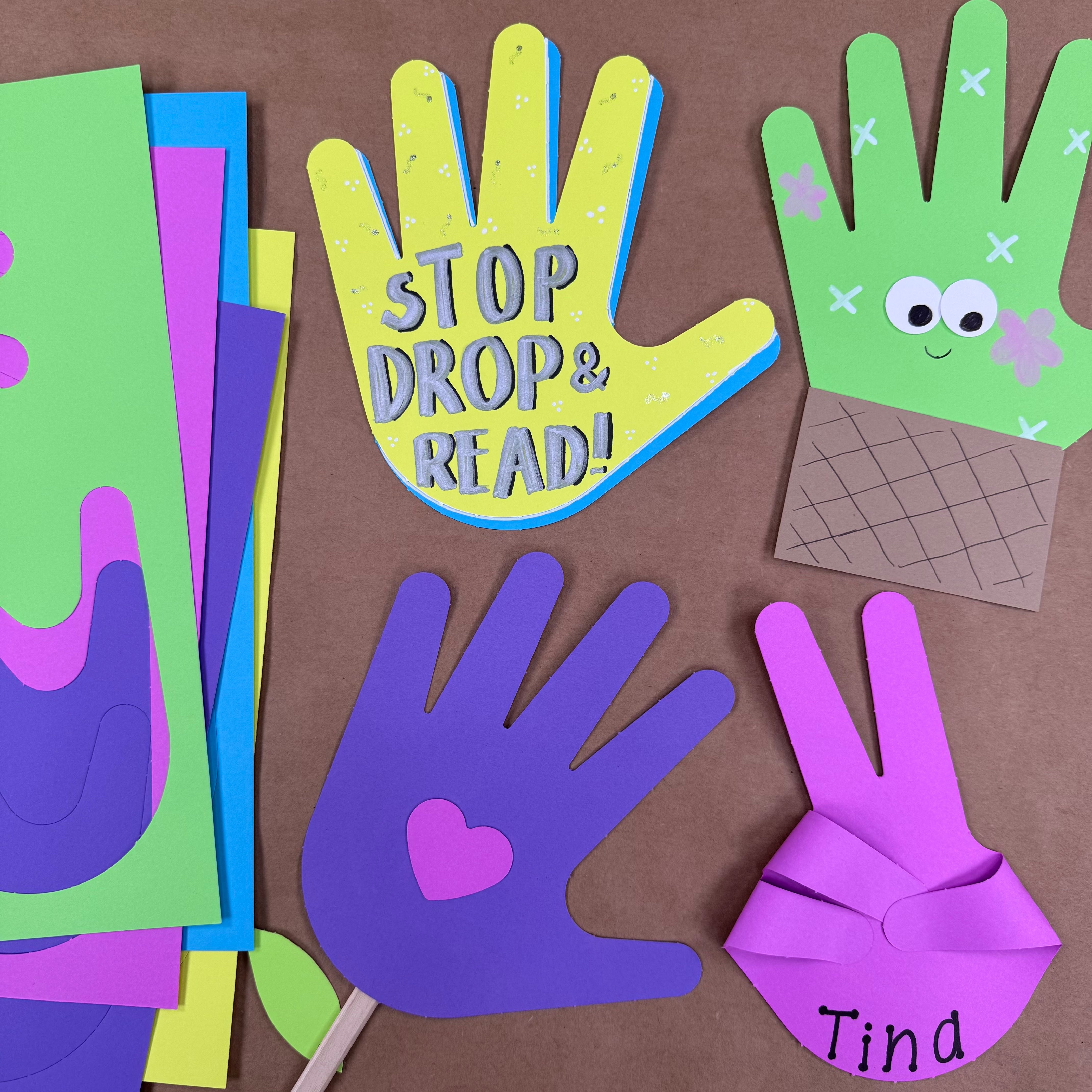Handprint paper cutouts—perfect for hand craft ideas, handprint cutouts, and creative handprint projects.