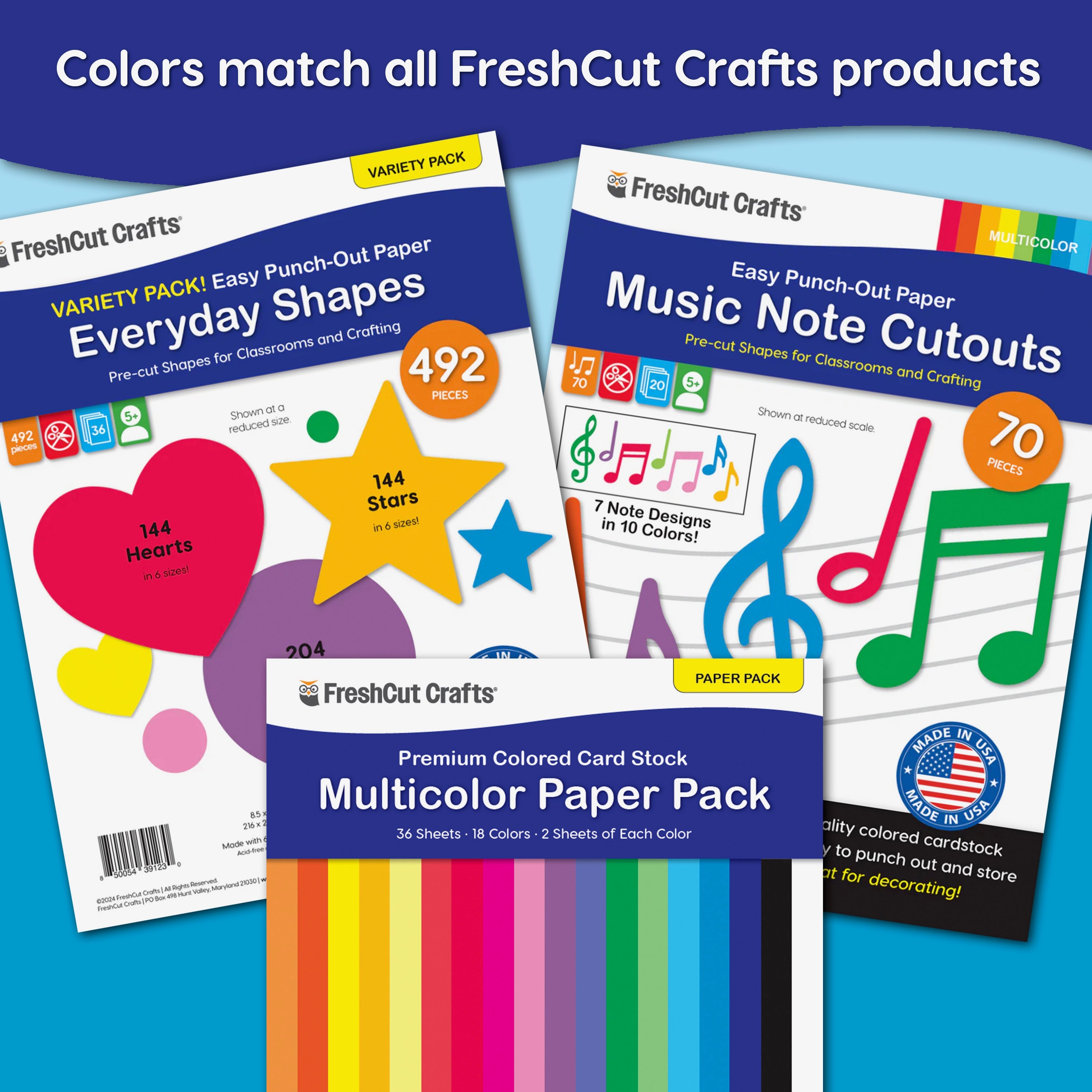 Colored cardstock and card stock paper for crafting, cutting, and decorating.