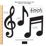 Learning notes—black music note cutouts, perfect for classroom activities and projects teaching music symbols and their meanings.