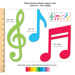 Learning music notes—multicolor cutouts of music symbols and notes, perfect for fun classroom activities and music-related projects.