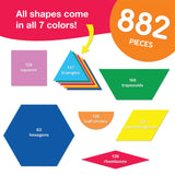 Paper cutouts for crafting—pattern block shapes in a set of 882 pieces, ideal for kids' crafts, learning activities, and creating patterns