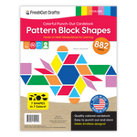Pattern block shapes—882-piece set of paper cutouts in various shapes, ideal for DIY projects, learning shapes, and creating block patterns.