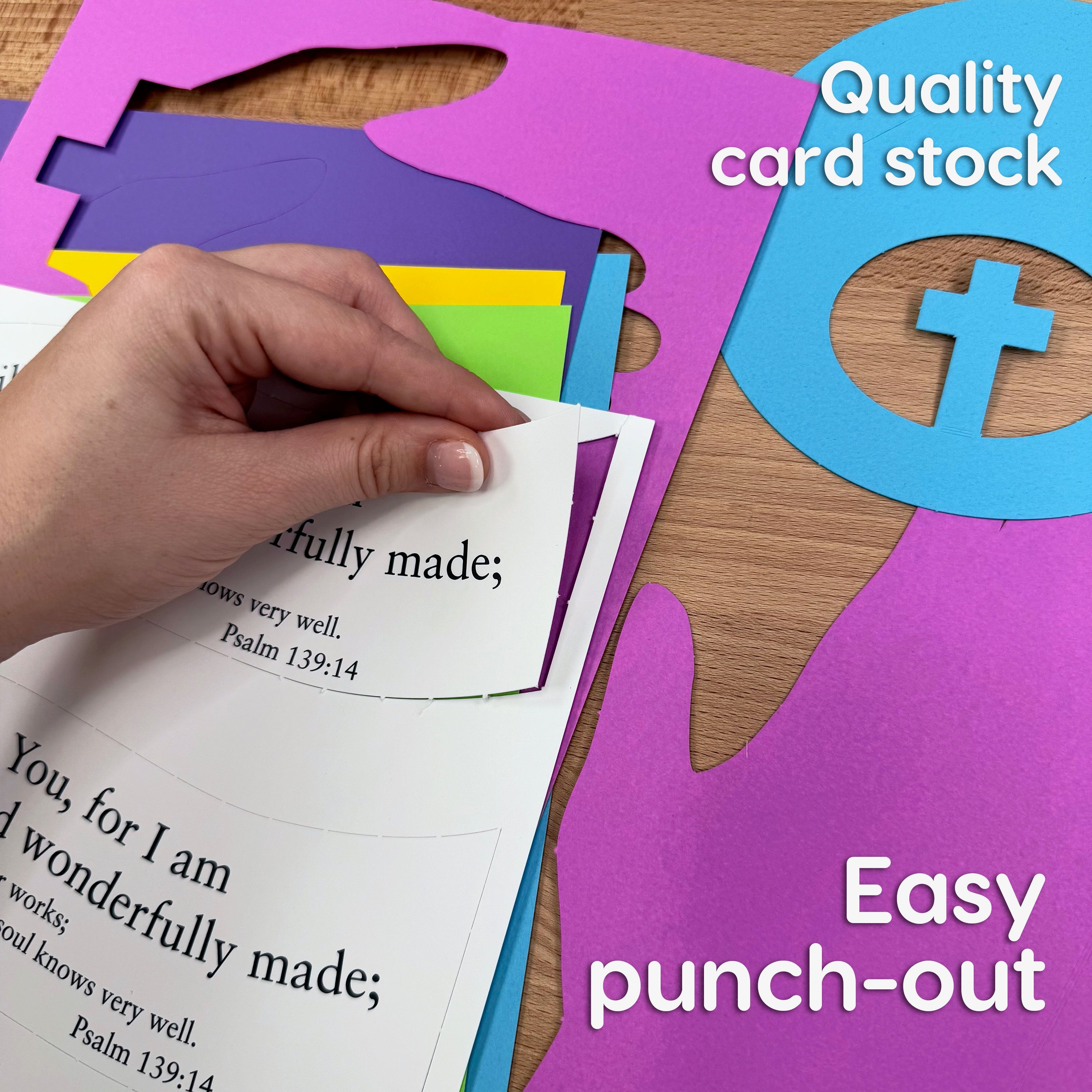 Easy Bible crafts—create a Psalm 139:14 Bible verse craft with this fun devotional kit, ideal for Christian art and Bible crafting.