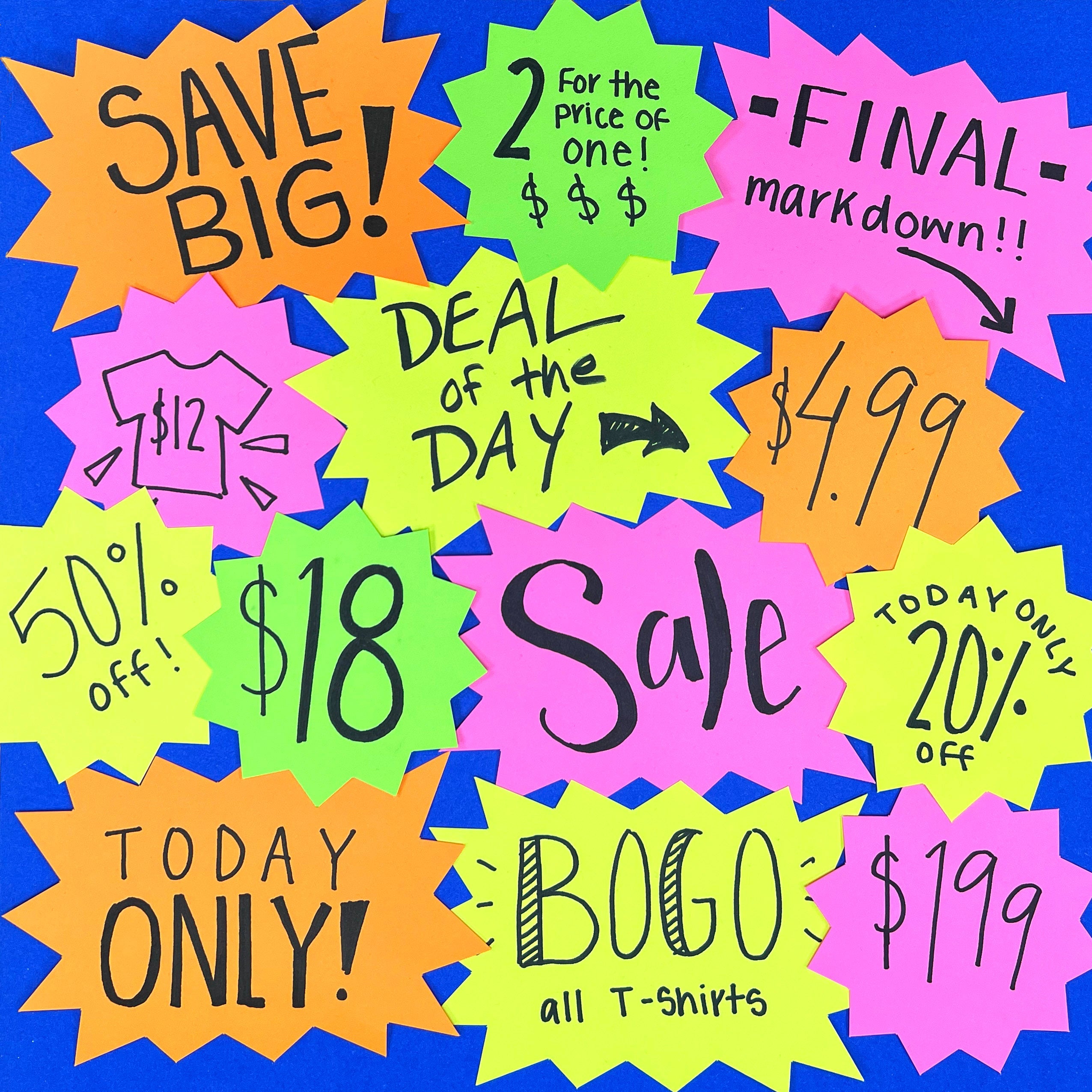 Starburst signs for sale—design your own small signs for garage sales, yard sales, or tag sales with FreshCut.