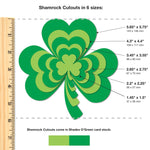 Shamrock crafts—cutouts for St. Patrick's Day decorations, springtime crafts, and St. Patty's Day bulletin board displays.