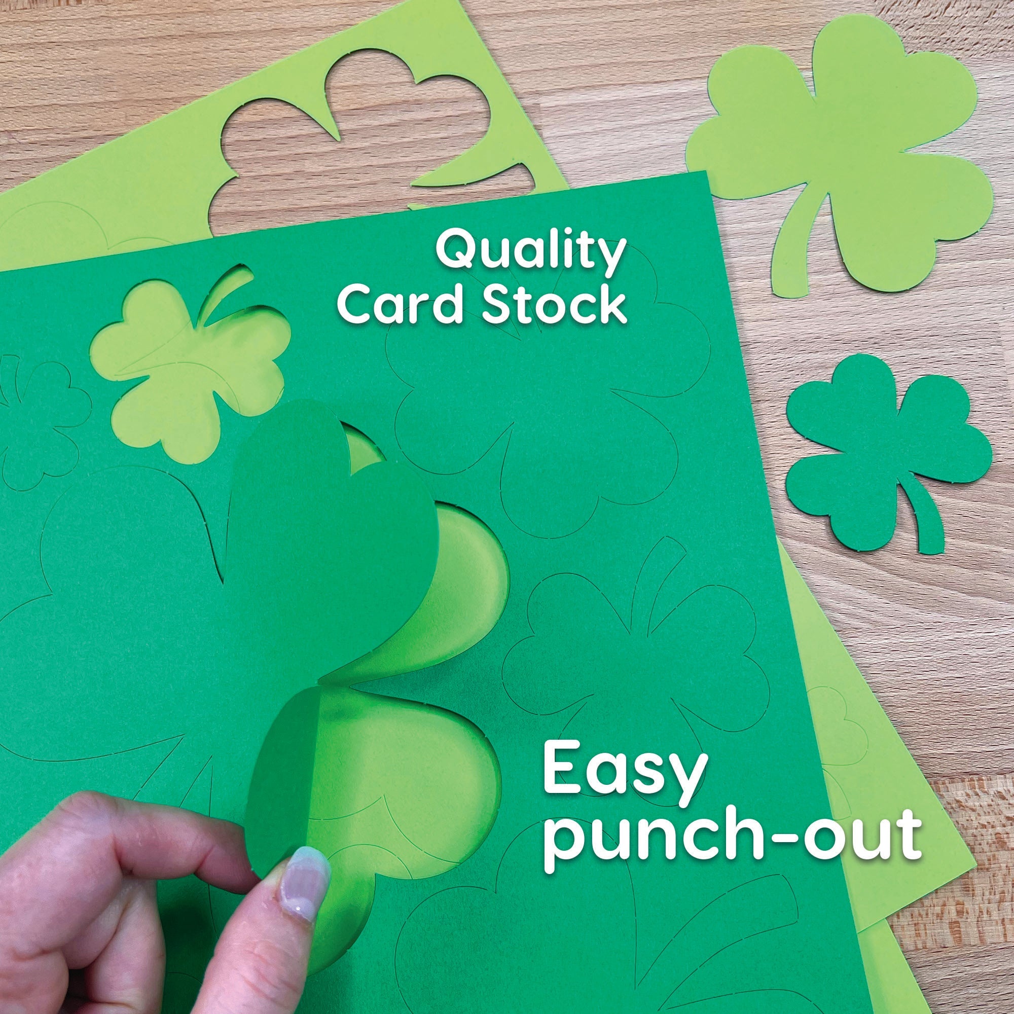Shamrock cutouts for St. Paddy's Day—crafts for spring, St. Patrick’s bulletin boards, and St. Patrick’s Day-themed activities.