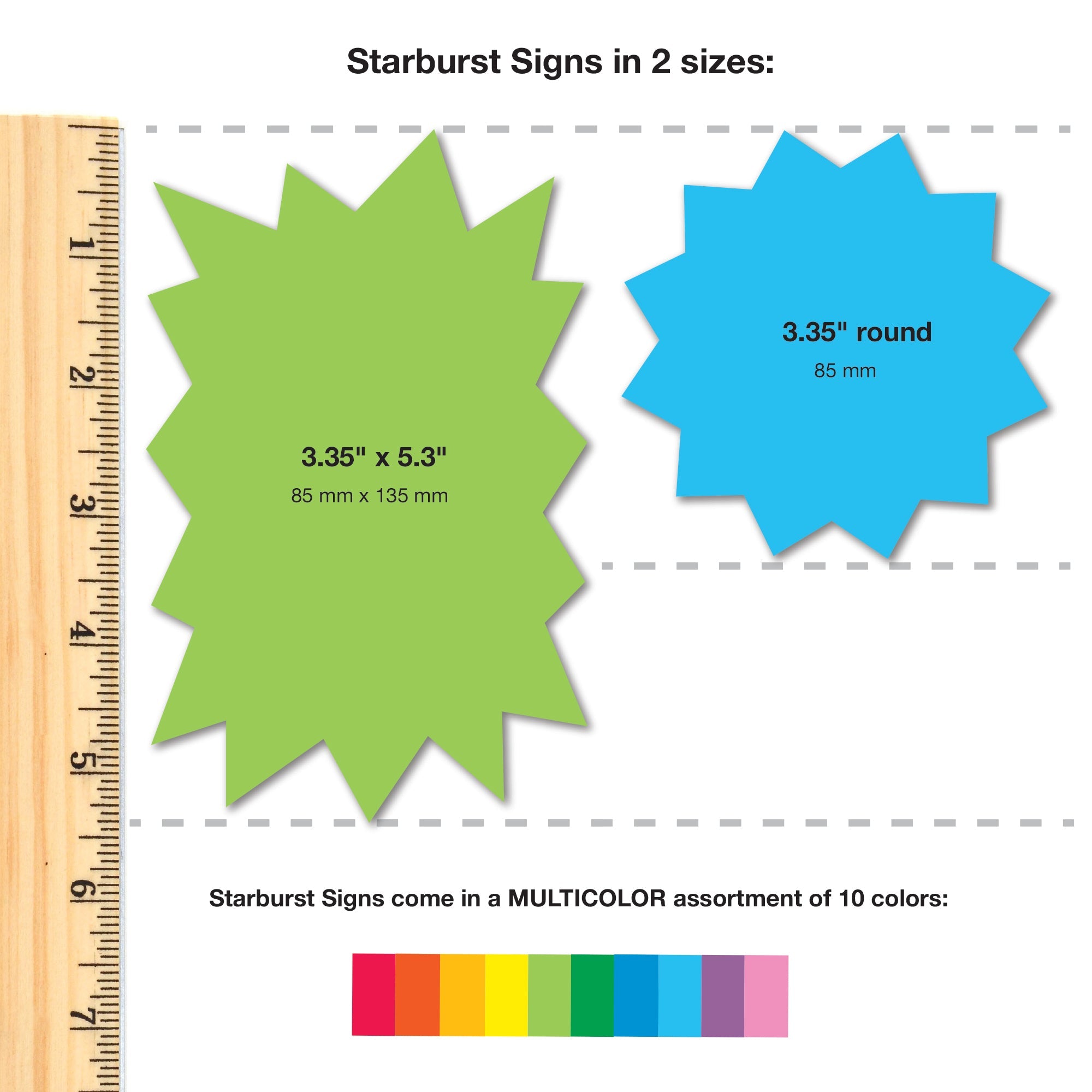 Customizable starburst sale signs—ideal for creating unique sale signs, yard signs, and tag sale tags.