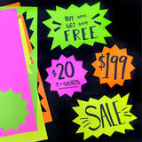 Create custom tag sale signs with FreshCut's starburst signs—ideal for all your sale events like yard sales and garage sales.