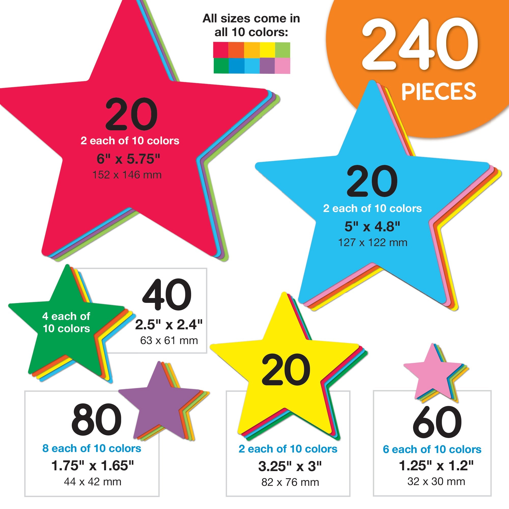 Paper star shapes from FreshCut—ideal for crafting star decorations, DIY projects, and unique star-shaped paper cutouts.