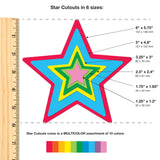 Paper star cutouts in various shapes—perfect for star crafts, paper decorations, and DIY projects with FreshCut paper.