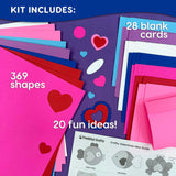 Holiday craft kits for making Valentine cards, decorations, and party crafts with punch-out shapes.