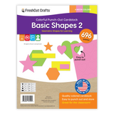 Basic shapes punch-out set with heart shapes, star shapes, hexagons, and rectangles for paper crafts.