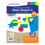 Basic shapes punch-out set with heart shapes, star shapes, hexagons, and rectangles for paper crafts.