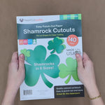 Shamrock shapes for St. Patrick's Day crafts—paper cutouts perfect for St. Patrick's Day decorations, bulletin boards, and crafts for kids.