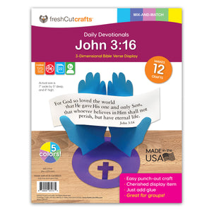 John 3:16 (For God So Loved the World) Daily Devotional Colorful 3-D Punch-Out Paper Bible Craft Kit