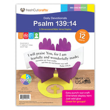Load image into Gallery viewer, Psalm 139:14 (Fearfully and Wonderfully Made) Daily Devotional Colorful 3-D Punch-Out Paper Bible Craft Kit

