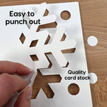 FreshCut's winter shapes cutouts—snowflake, mitten, and snowman paper shapes for winter art crafts and holiday DIY projects.