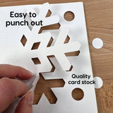 FreshCut's winter shapes cutouts—snowflake, mitten, and snowman paper shapes for winter art crafts and holiday DIY projects.