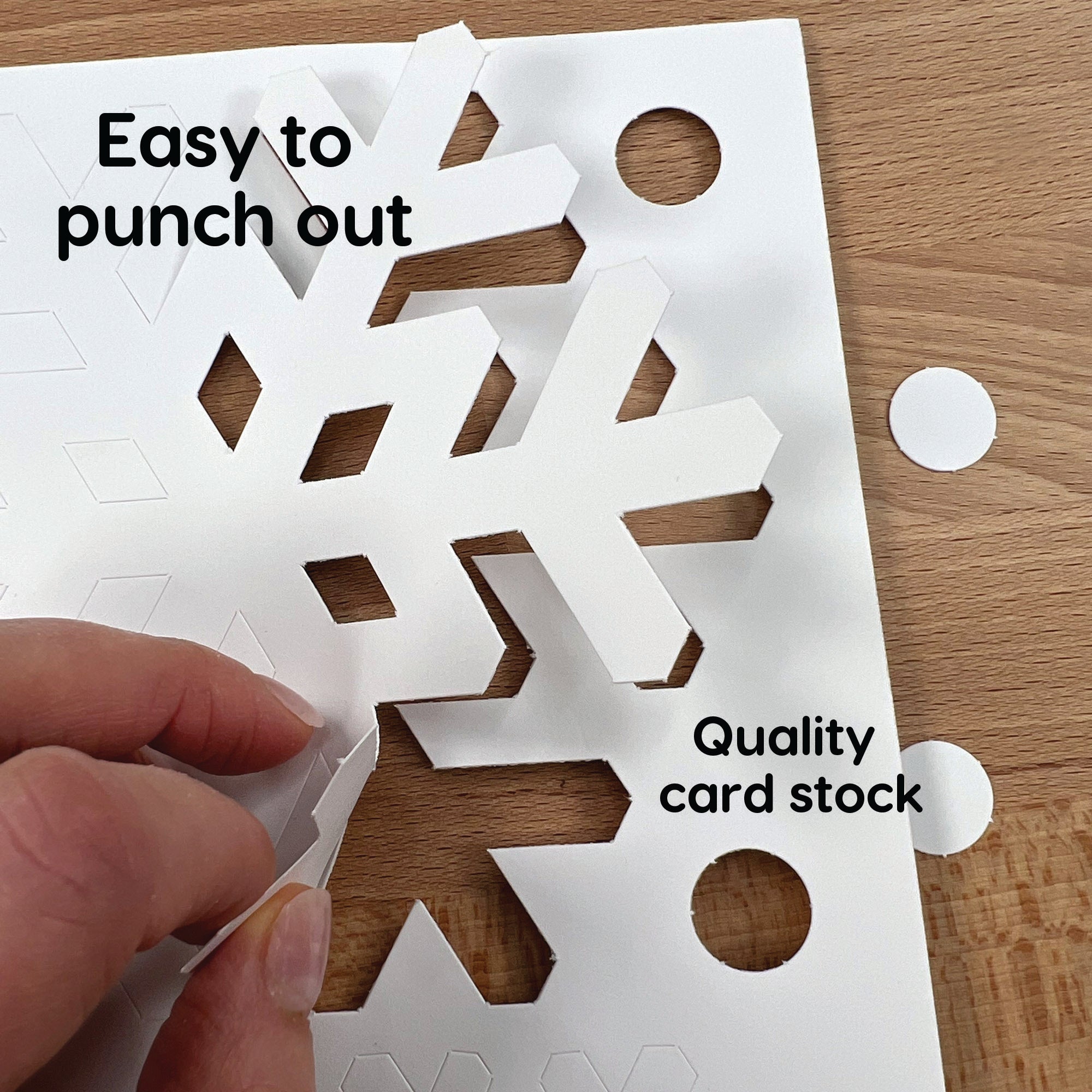 FreshCut's winter shapes cutouts—snowflake, mitten, and snowman paper shapes for winter art crafts and holiday DIY projects.